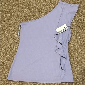 Nine West Lavender Asymmetrical Ruffle Top
